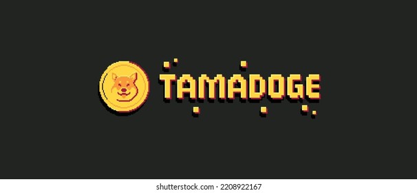Ilustración vectorial del logotipo del símbolo Tamadoge TAMA y del texto del nombre de la marca aislado en el fondo blanco.
