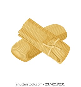 Vector illustration, tamales or tamal, a traditional Mesoamerican dish, made from nixtamalized corn dough, steamed in corn husks, isolated on white background.