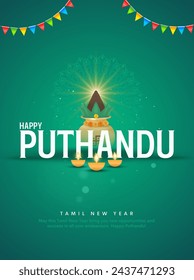 Vector illustration of Tamil new year Puthandu with festive elements.