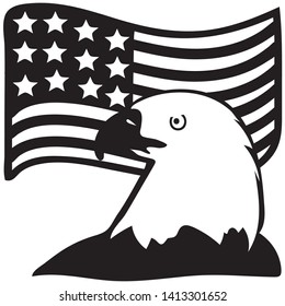 Vector illustration of tan American eagle icon or symbol