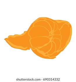 Vector illustration of a tangerine. Isolated simple two color image on white background.