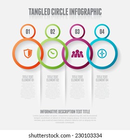 Vector illustration of tangled circle infographic design elements.