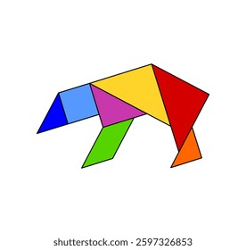 Vector illustration of tangram puzzle in bear shape on white background