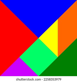 Vector illustration of tangram puzzle square set,Tangram consists of right triangle, square and parallelogram