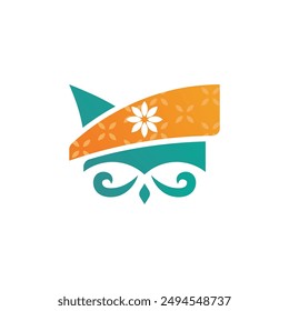 Vector Illustration of Tanjak Head Cover from Malay Tribe Culture with green and yellow color for Logo, Icon, Mascot, Presentation, Web, Billboard, Infographic, Brand Identity, etc.
