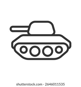 Vector illustration of a Tank in line style isolated in white background