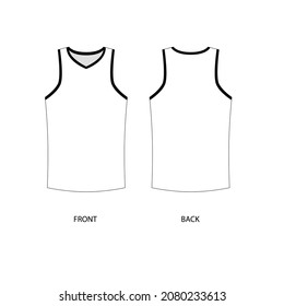 Vector illustration of a  tank top. Basketball jersey template design. Tank top technical drawing. 