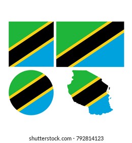 vector illustration of Tanzania map and flag