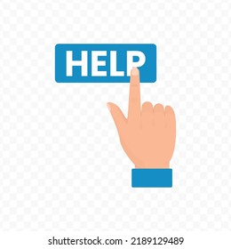 Vector illustration of tap Help. Colored vector for website design .Simple design on transparent background (PNG).