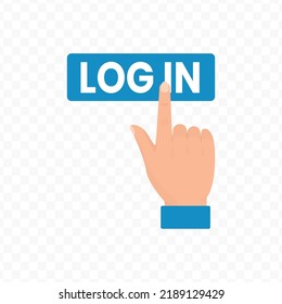 Vector illustration of tap Log in. Colored vector for website design .Simple design on transparent background (PNG).