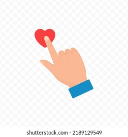 Vector illustration of tap love. Colored vector for website design .Simple design on transparent background (PNG).