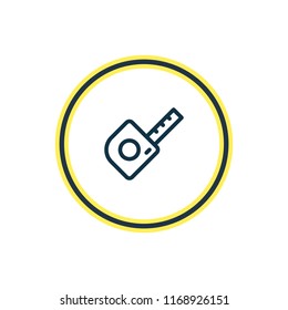 Vector illustration of tape icon line. Beautiful architecture element also can be used as roulette meter icon element.