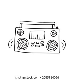 Ilustración vectorial del grabador de cinta en estilo doodle