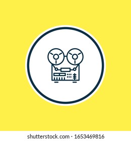 Vector illustration of tape recorder icon line. Beautiful appliance element also can be used as audio recorder icon element.