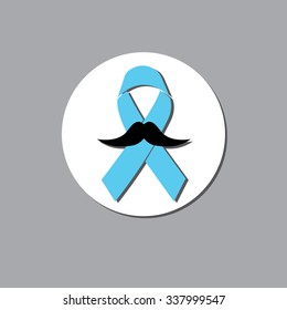 vector illustration of tape or ribbon, preventing the male prostate disease and cancer, blue ribbon