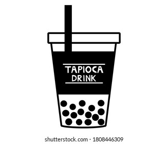 Vector illustration of tapioca drink. Tapioca milk tea