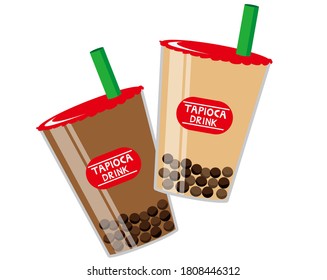 Vector illustration of tapioca drink. Tapioca milk tea