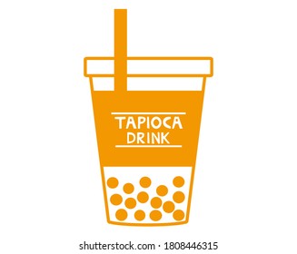 Vector illustration of tapioca drink. Tapioca milk tea