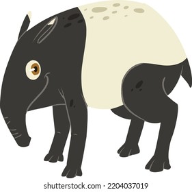 Vector Illustration Of Tapir Wild Animal, Fit For Mascot And Children Education