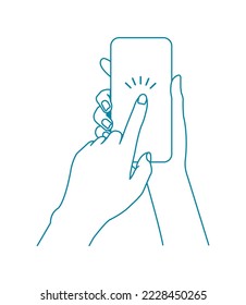 Vector illustration of tapping a smartphone