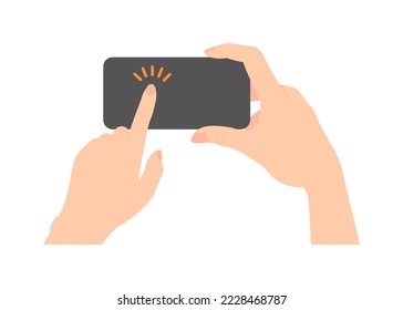Vector illustration of tapping a smartphone
