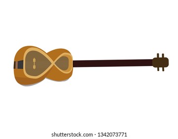 Vector illustration of tar isolated on white background. Azerbaijan traditional musical instrument - Mugham