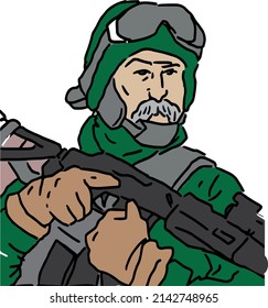 Vector illustration of Taras Shevchenko dressed in military uniform. 208th anniversary of birth of Taras Shevchenko, symbol of the freedom-loving Ukrainian people, who fight for their freedom and inde