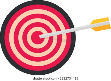 Vector illustration of a target with an arrow, target shooting. Achieve goals.