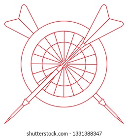 Vector illustration of target and arrows for darts. Sports theme. Design for banner, poster or print.