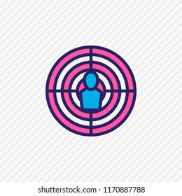 Vector illustration of target audience icon colored line. Beautiful marketing element also can be used as aiming icon element.