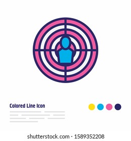 Vector illustration of target audience icon colored line. Beautiful advertising element also can be used as aiming icon element.
