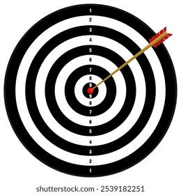 Vector illustration target, challenge, objective icon. competitive advantage symbol. successful shot in the darts target, white background