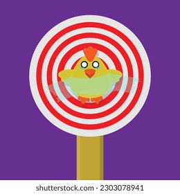 vector illustration of a target circle with a chicken being the target.
