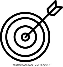 Vector illustration of a target with a dart hitting the bullseye representing marketing success. concept as A clean vector illustration of a bullseye target with a dart perfectly hitting the center; u