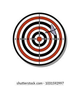 Vector illustration with target and darts on the white background.