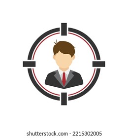 Vektorgrafik der Icon-Zeichen und des Symbols der Zielangestellten. farbige Symbole für Webdesign. Einfaches Design auf weißem Hintergrund.