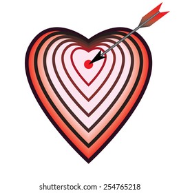 vector illustration with target as heart and arrow