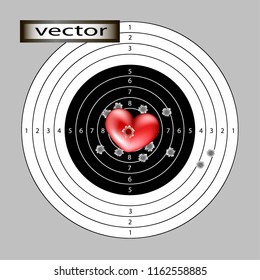 Vector illustration target heart as a symbol of love of hitting the target.