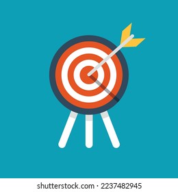 Vector illustration of target icon. The arrow hit the target. Achievement of the goal.