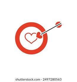 Vector illustration of target icon, heart hit.