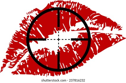 Vector illustration of the target on the red lips