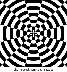 Vector illustration of target pattern with optical illusion. Op art abstract background.