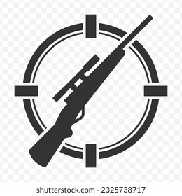 Ilustración vectorial del icono del rifle de destino en color oscuro y fondo transparente (PNG).
