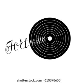 Vector illustration of target and text "fortune" in black and white