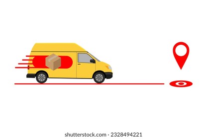 Vector illustration of targeted delivery of something using a delivery van