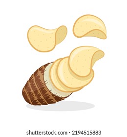 Ilustración vectorial de chips de taro, aislados en un fondo blanco, adecuada como imagen de embalaje.