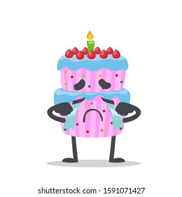 Vector illustration of tart cake, crying