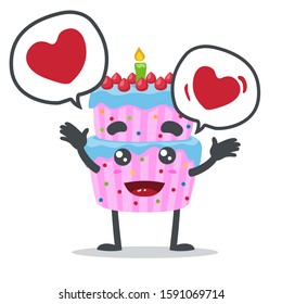 Vector illustration of tart cake, holding love