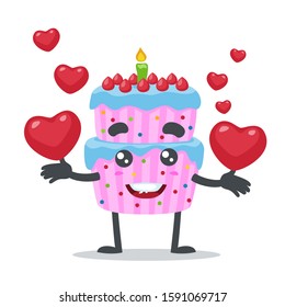 Vector illustration of tart cake, holding love