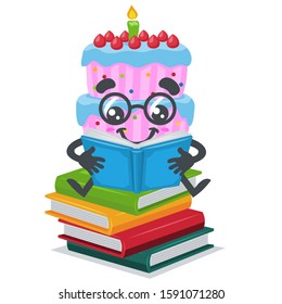 Vector illustration of tart cake, read book